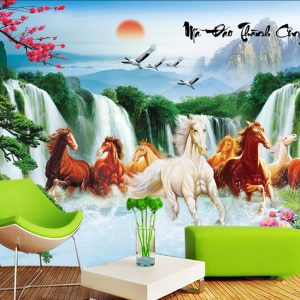Tranh dán tường 3D Mã đáo thành công  BE084
