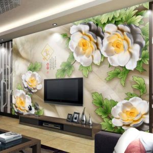 Tranh dán tường hoa 3D Phòng khách BE164