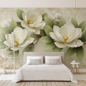 Tranh dán tường Hoa 3D Phòng ngủ BE138