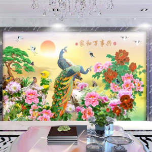 Tranh dán tường hoa mẫu đơn Phòng khách BE163